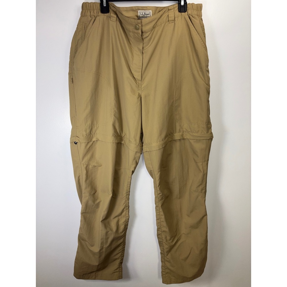 LL Bean Mens XL Reg Tan Nylon‎ Convertible Zip Off Cargo Hiking Pants